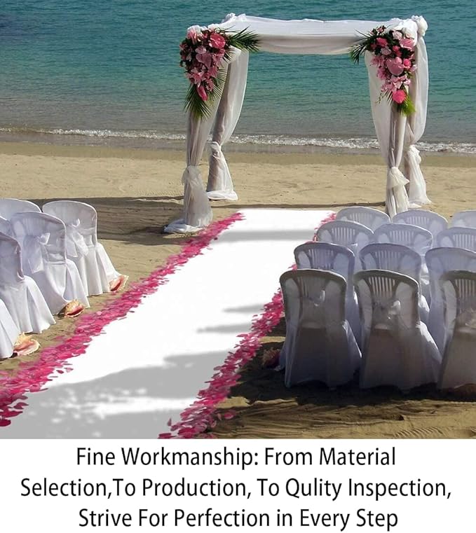 Sequin Aisle Runner, White, 3 x 15 Ft Rectangular for Weddings