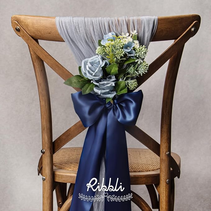 Gift Wrap Ribbon, Navy Satin Double-Faced Polyester, 4 Inch x 10 Yards
