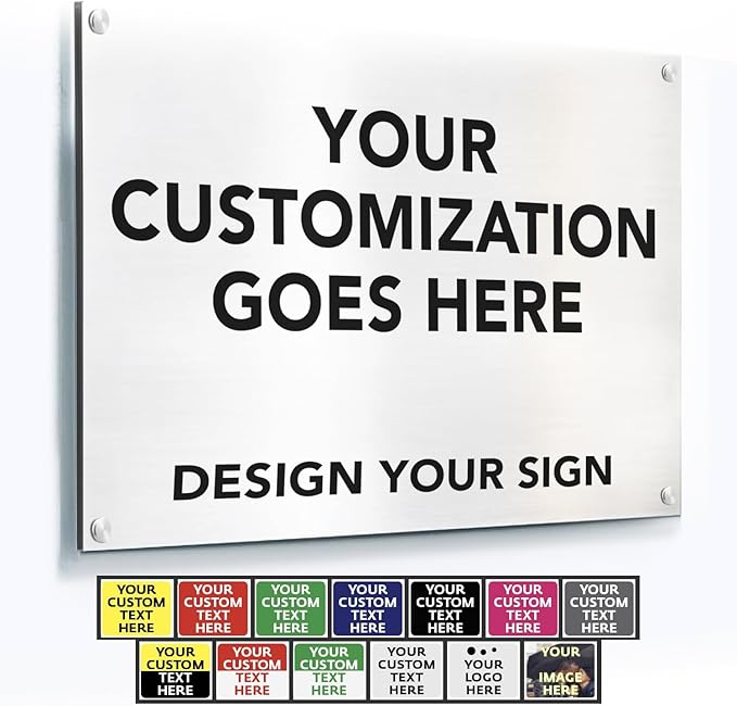 Custom Metal Signs, Personalized Aluminum, Customized Safety, Business Signs, Waterproof Outdoor, White Aluminum (White, 42x28 In)