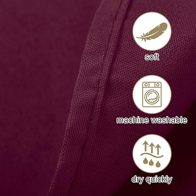 Ascoza 2pack 90 Inch Burgundy Round Tablecloth in Washable Polyester Fabric for Wedding/Banquet/Restaurant/Parties