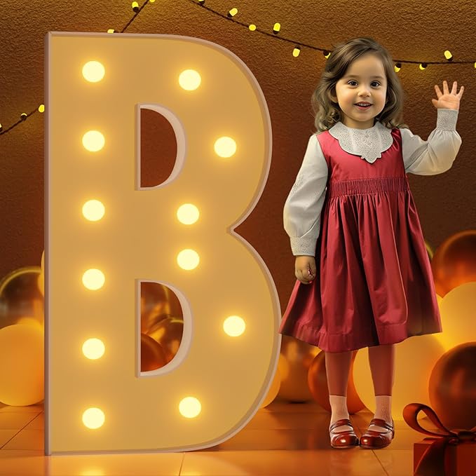 Decorative Sign Plaque: 4 Ft Tall Light Up Marquee Letter B