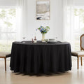 Tablecloths: Round Black Polyester, 120 Inch, Washable