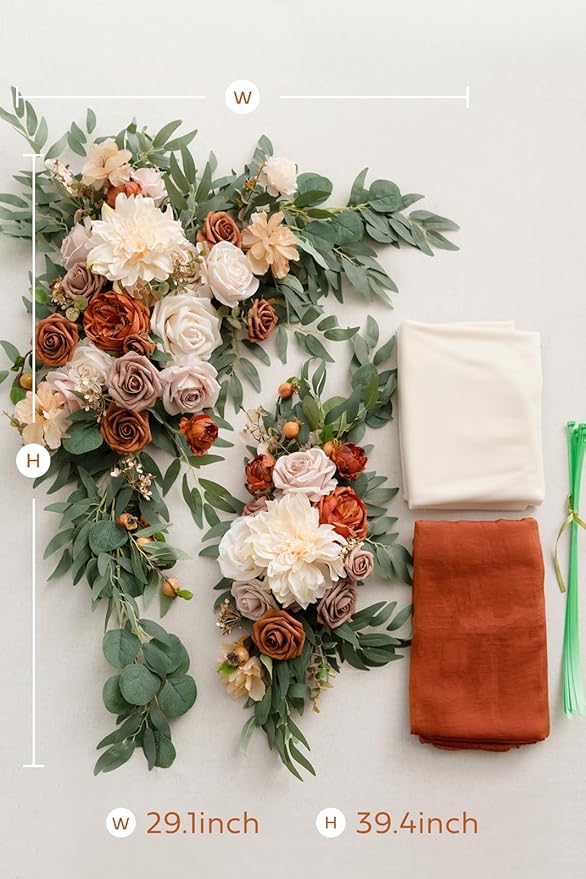Artificial Flowers Wedding Arch Kit, Terracotta Orange Silk Set