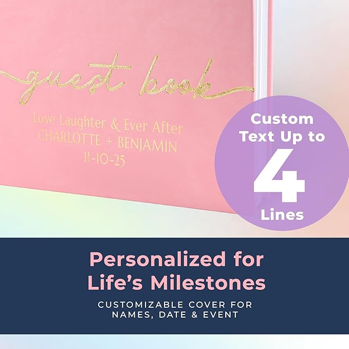 Guestbook for Parties, Vegan Leather Hard Cover, 110 Lined Pages