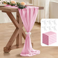 6 Pack 10 Ft Chiffon Table Runner Light Pink Gauze Long Table Runners 27x120 Inches Sheer Tulle Table Runner for Rustic Wedding Reception Bridal Shower Decorations Birthday Party