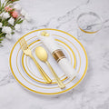 350 Piece Plastic Dinnerware Set for 50 Guests – Gold