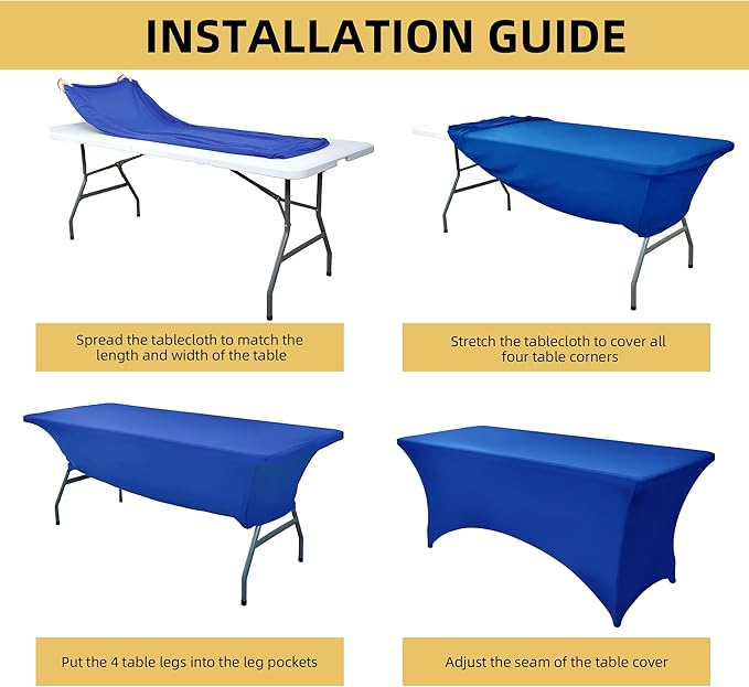 2-Pack 6ft Spandex Table Covers for Rectangle Standard Folding Tables - Wrinkle Resistant Stretch Tablecloths - Ultimate Fitted Table Protector for Parties, Trade Shows, Banquet
