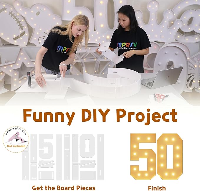 Party Light Up Marquee Numbers, 4 Ft Foam Board Decoration