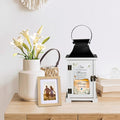 Decorative Candle Lantern, Wood and Iron Memorial with LED Flame and Gift Box