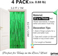 Streamers Party Backdrop Curtains, Green Metallic PET, 4 Pack 3.2 x 8.2 FT