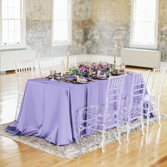 fani 12 Pack 60 x 126 Inch Rectangle Tablecloth Lavender Polyester Tablecloth for 8 Ft Rectangle Tables, Washable Fabric Table Cloth for Wedding Dining Table Buffet Parties Camping