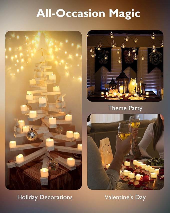 Homemory 12pcs Remote Timer LED Tea Lights Candles, 400+Hours Flickering Flameless Battery Votive Tealights for Tabletop Lighting, Centerpieces Decor, Holiday