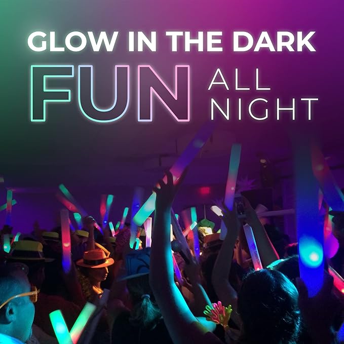 Foam Glow Sticks Bulk - 100 Red Foam Light Up Sticks and LED Foam Sticks - 100 Reusable 16" Light Up Foam Sticks Red Foam Glow Sticks for Wedding, Parties, and Dancing