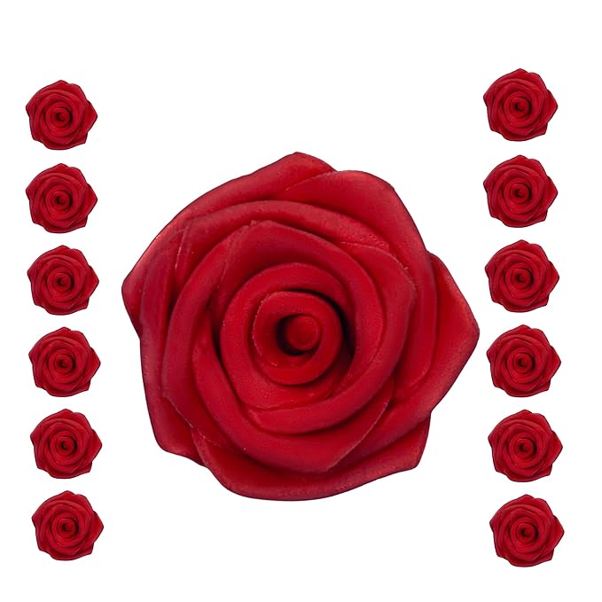 Edible Cupcake Toppers, 12 Sugar Roses About 1.5 Inches in Several Colors