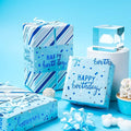 Reversible Birthday Wrapping Paper Roll for Boys Men – Blue