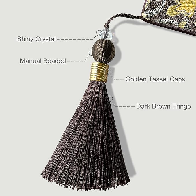 Sophisticated Jacquard Dark Brown Chenille Table Runner with Bling Gold Embroidered 13x84 inches