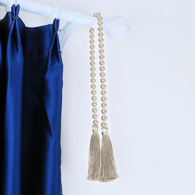 Tassel Garland 34 Inch Off White Glass Bead, 2 Pack