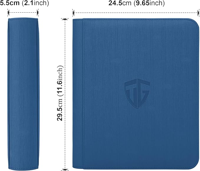 Toploader Binder,Holds 112 Toploaders, 4 Pocket Top Loader Binder for 3" x 4" Rigid Card Holders for Trading Cards or Sports Cards Binder (Blue)