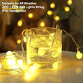 Indoor String Lights, 66 Ft Warm White 200 LED Mini Globe Lights
