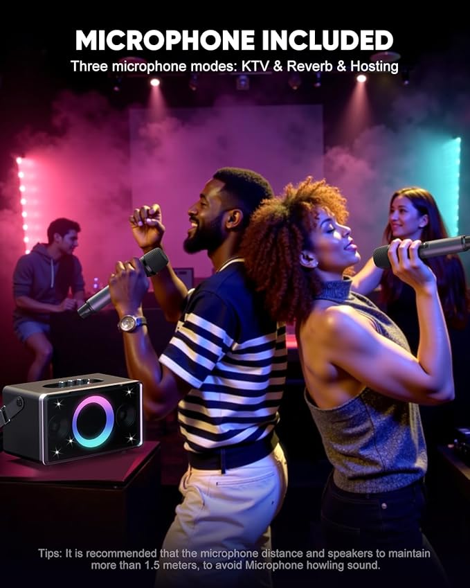 GFEEN Portable Bluetooth Speaker: 200W Peak, Deep Bass, 15H Playtime, Large Party Wireless Speakers, Powerful Loud Sound, Light Show, Fast Charging for Outdoor, Backyard, Home(Silver with 2Mic)