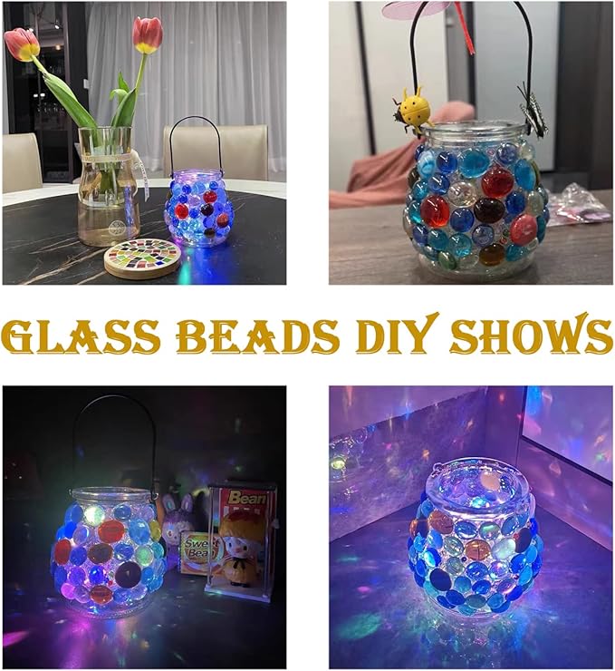 KINGOU Flat Glass Gems/Marbles/Stones/Beads for Vase Filler, Table Scatter, Games - 1 Lbs (17-19mm, Approx. 3/4")-Green