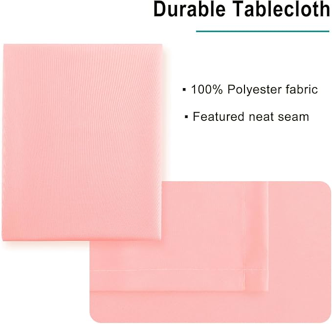 Hiasan Rose Pink Tablecloth for Square Tables - Waterproof and Spillproof Washable Fabric Table Cloth for Dining Room Kitchen Party, 60 x 60 Inch