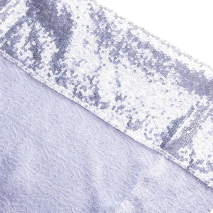 SquarePie Sequin Backdrop Curtain Not See Through Thick Background for Party 4FT x 8FT Silver