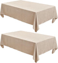 Fitable Faux Linen Beige Table Clothes Rectangle 60 x 120 Inch - 2 Pack Neutral Tablecloths for Standard 8-Seater Rectangular Dining Table(5 ft ?2.5 ft) for Dining, Party, Farmhouse, Banquet, Buffet