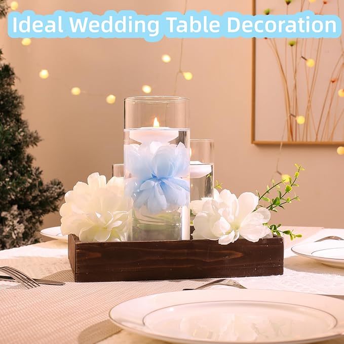 Vase Fillers with Floating Flowers and White Candles, 24 Pieces