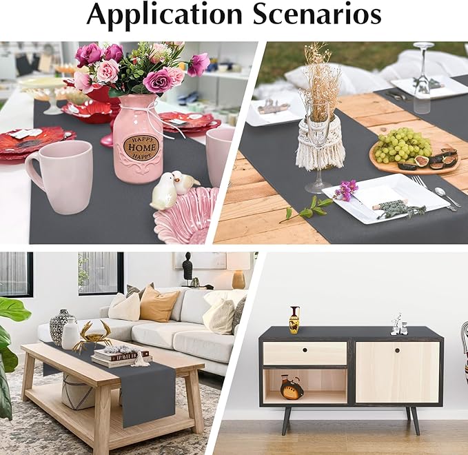 2 Pack Grey Small Short Table Runner 12 x 36 Inch Solid Color Runners Coffee Table Dresser for Daily Party Home Decoration