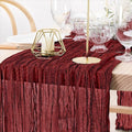 MLMW Christmas Table Runner Cheesecloth Burgundy Boho Cheese Cloth 160 inch Gauze Rustic Sheer Table Runner 13.3ft for Party Wedding Baby Bridal Shower Birthday