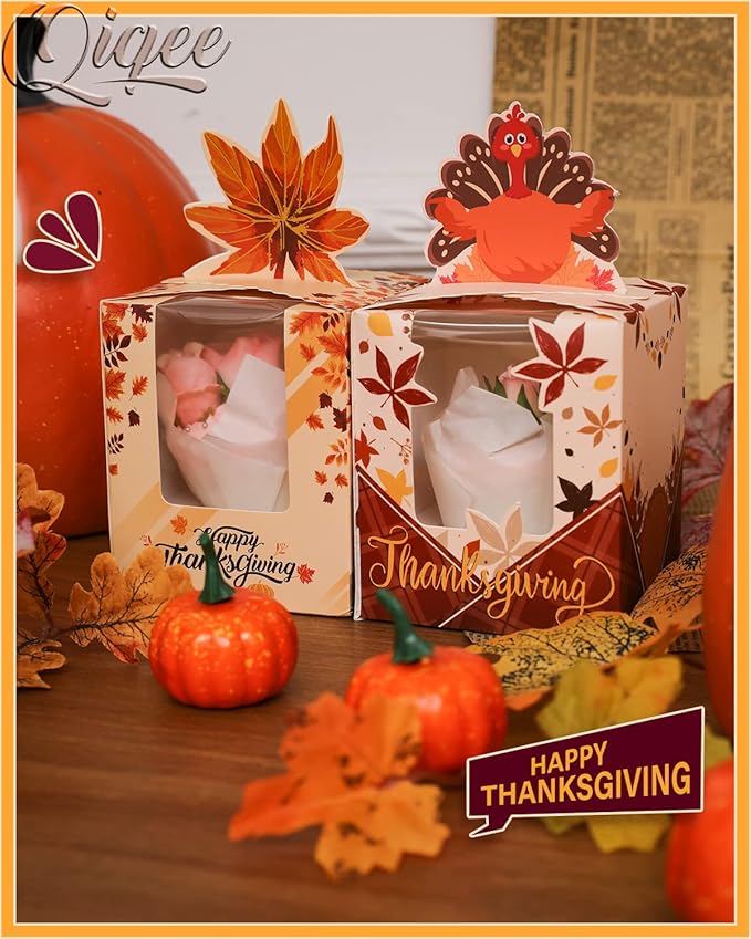 Cupcake Carriers with Inserts, Thanksgiving Design, 60 Pack
