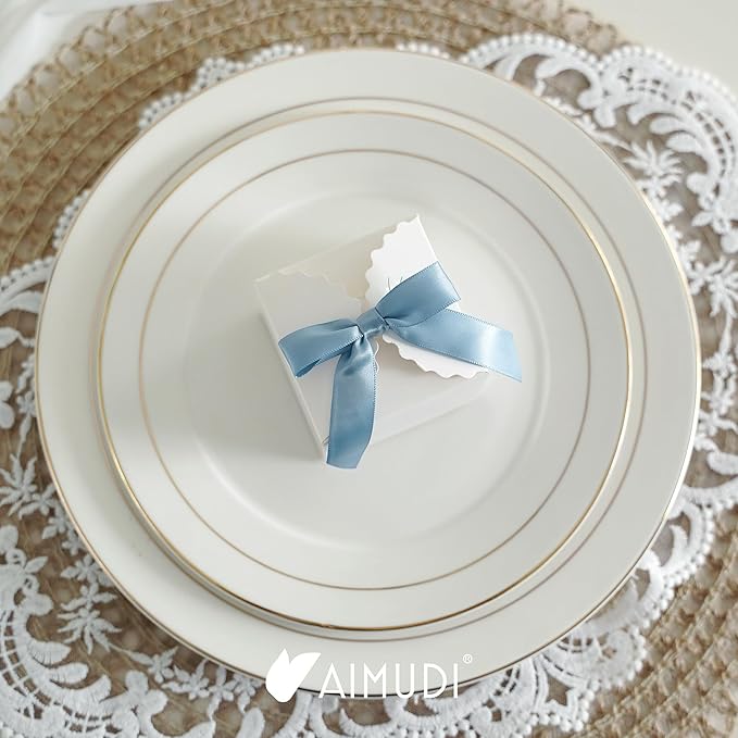 Gift Wrap Bows, 50 Dusty Blue Satin Bows with Twist Ties, 2.5 Inch