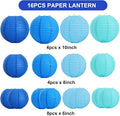 Paper Lanterns, 16 Pack, Round Sea Mix in 6, 8 and 10 Inch