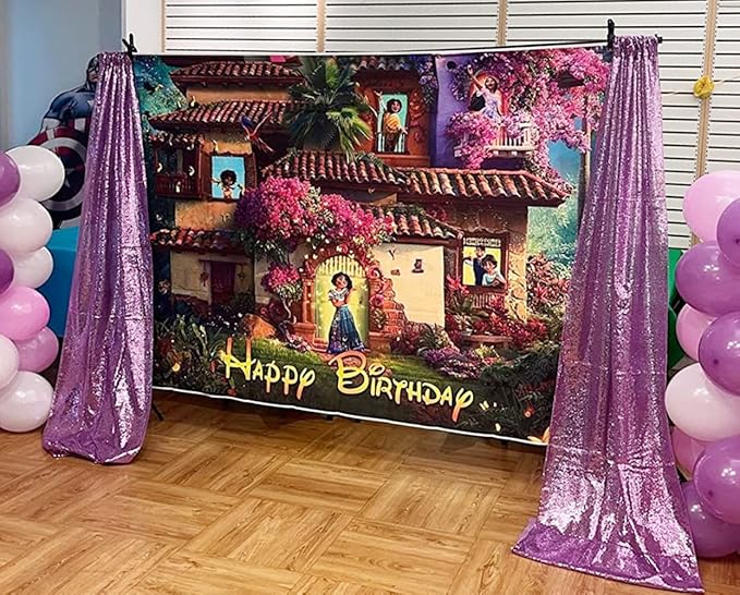 4Pcs 2Ft x 8Ft Sequin Backdrop Curtain, Glitter Photography Background, Sequence Xmas Thanksgiving Backdrop (Lavender, 4 pcs-2ftx8ft)