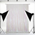 Eternal Beauty White Iridescent Sequin Backdrop, 4x7 Ft Glitter Background Curtains for Shimmer Photography Party Wedding Birthday Back Drop Decor