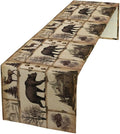 Rustic Cabin Table Runner, Retro Moose Cone Deer Bear Farmhouse Lodge Table Runner for Dinner Living Room Kitchen Vintage Country Cottage 13x60 Inch