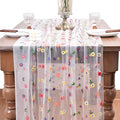 Embroidery Daisy Fall Thanksgiving Table Runner 10ft, 3pcs – Ivory