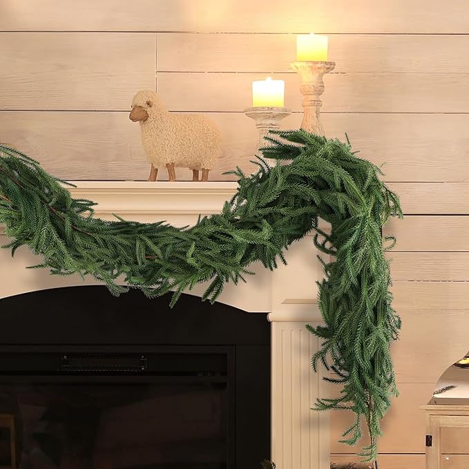 Garland Set – 4 Faux Norfolk Pine Garlands, 6 FT Each, Green