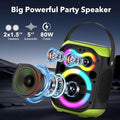 Portable Bluetooth Speakers Big Powerful Wireless Outdoor Loud, 80W