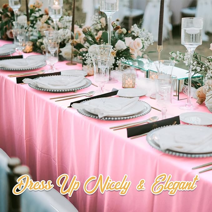Tablecloths: Pink Polyester, 10 Pack, 60 x 102 in Rectangle