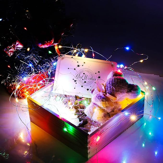 16 Pack 30 Led Fairy Lights Battery Operated 10 Feet Waterproof Twinkle String Mason Jar Silver Wire Firefly for Christmas Party Multicolor