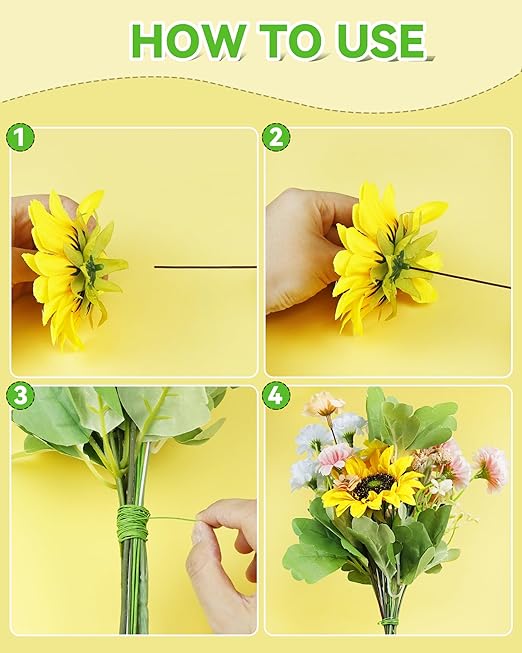 50 PCS FIVEIZERO 16 Gauge Brown Floral Wire Stems for Artificial Flower Making,Florist Wire,Flower Wires for Crafts,Alambre para Flores for Wreaths, Flower Arrangements and DIY Projects
