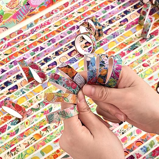 48 Rolls Fruit Theme Washi Tape Set, Writable Decorative Tapes for Scrapbooking, Bible Journaling, Bullet Journaling, 0.39"x79" per Roll