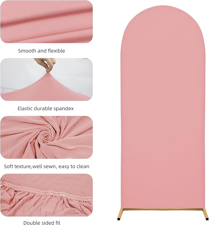 Wedding Arch Cover 7.2FT 6FT Arch Backdrop Cover Spandex Fitted Arch Cover for Round Top Chiara Backdrop Stand Covers for Wedding Birthday Party Baby Shower Banquet Ceremony Decoration
