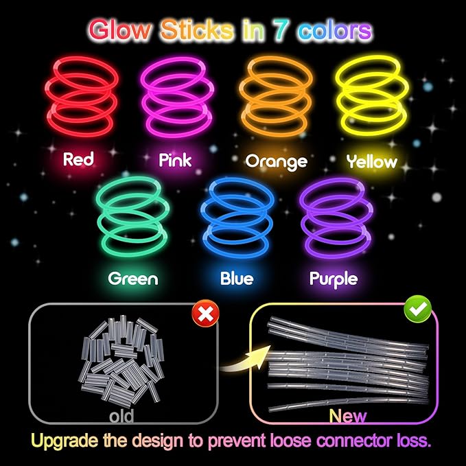 Halloween Glow Sticks Bulk Party Pack- Ultra Bright 800pk Glow in the Dark Party Favors, Glow Decorations, Neon Party Glow Necklaces and Glow Bracelets with Connectors