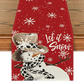 Artoid Mode Red Snowman Snowflake Let it Snow Winter Table Runner, Seasonal Christmas Kitchen Dining Table Decoration for Home Party Decor 13x36 Inch