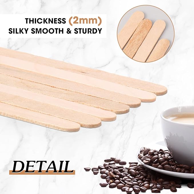 Drink Stirrers: 3000 Count Birch Wood Sticks, 7.5 Inch Disposable
