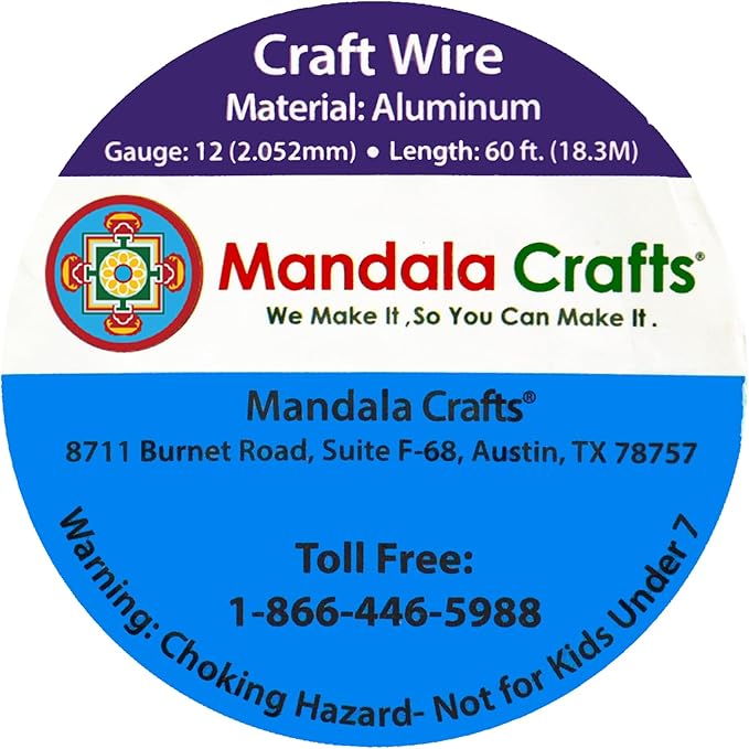 Mandala Crafts 12 Gauge Anodized Aluminum Craft Wire for Jewelry Making - 60 FT Colored Flexible Light Brown Wire - Bendable for Bonsai Armature Crafting Sculpting