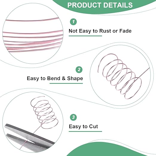 2-Rolls 0.2mm Jewelry Wire, 32 Gauge 328FT Craft Wire Copper Beading Wire for Jewelry Making/Planting/Weaving/DIY Crafting, Soft Metal Wires [100M, Rose Golden]